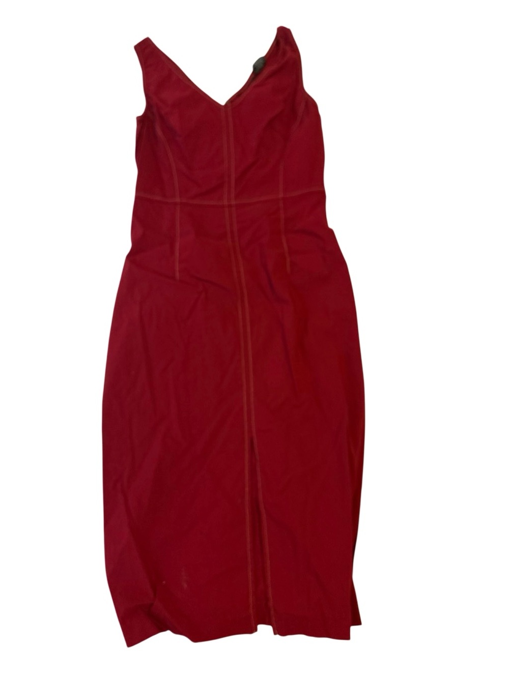 Express Red V-Neck Midi Dress